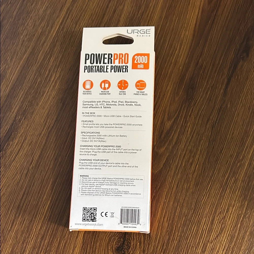 URGE Basics PowerPro Portable Charger-NIB